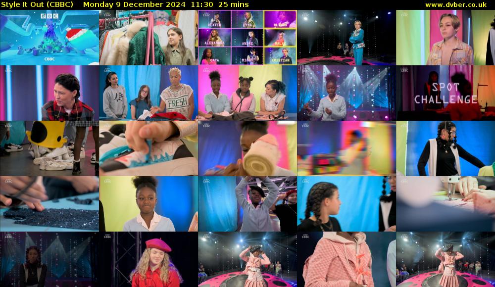 Style It Out (CBBC) Monday 9 December 2024 11:30 - 11:55