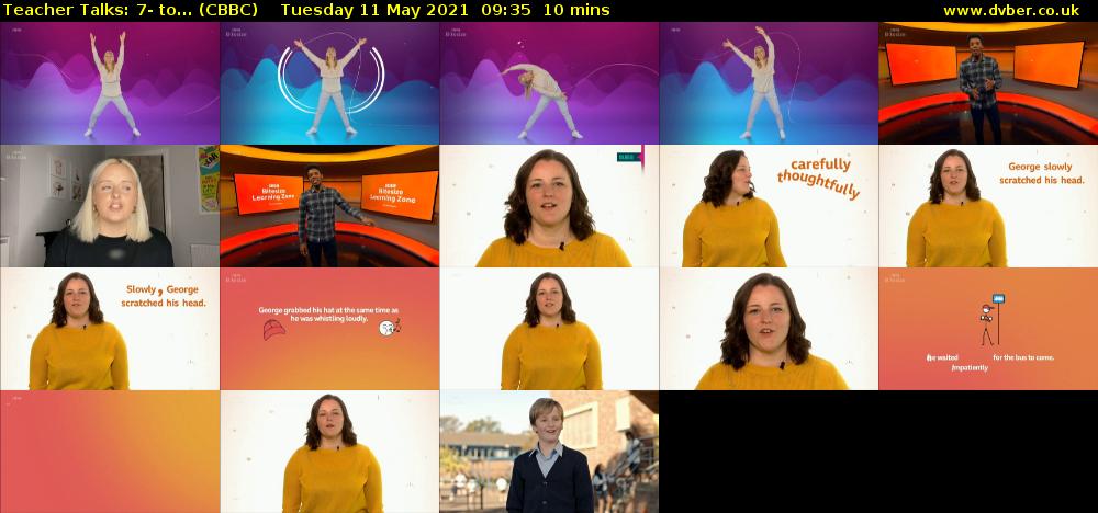 Teacher Talks: 7- to... (CBBC) Tuesday 11 May 2021 09:35 - 09:45