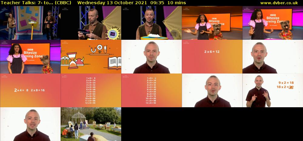 Teacher Talks: 7- to... (CBBC) Wednesday 13 October 2021 09:35 - 09:45