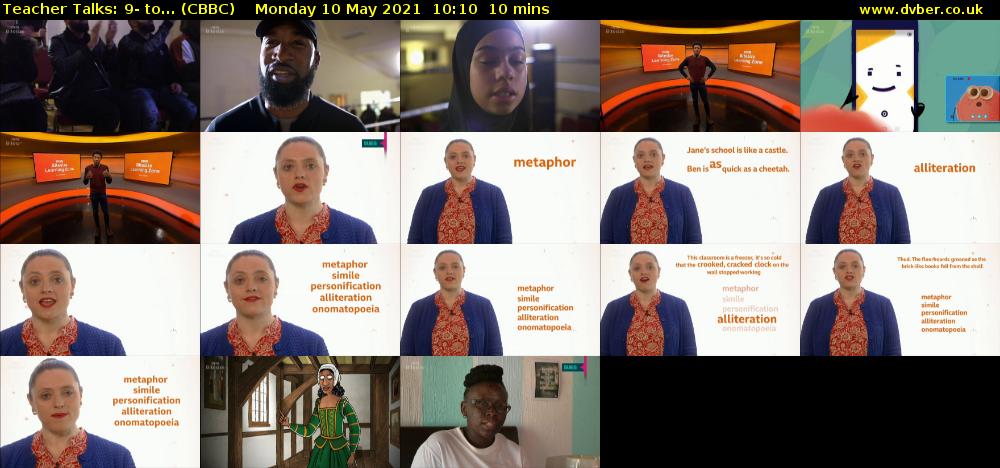Teacher Talks: 9- to... (CBBC) Monday 10 May 2021 10:10 - 10:20