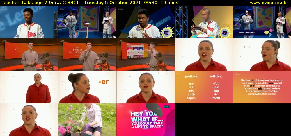 Teacher Talks age 7-9: :... (CBBC) Tuesday 5 October 2021 09:30 - 09:40