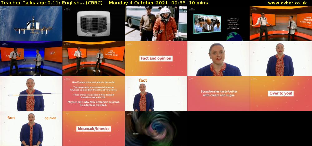 Teacher Talks age 9-11: English... (CBBC) Monday 4 October 2021 09:55 - 10:05