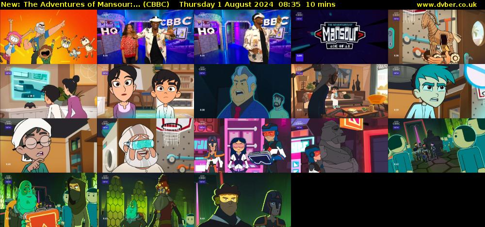 The Adventures of Mansour:... (CBBC) Thursday 1 August 2024 08:35 - 08:45