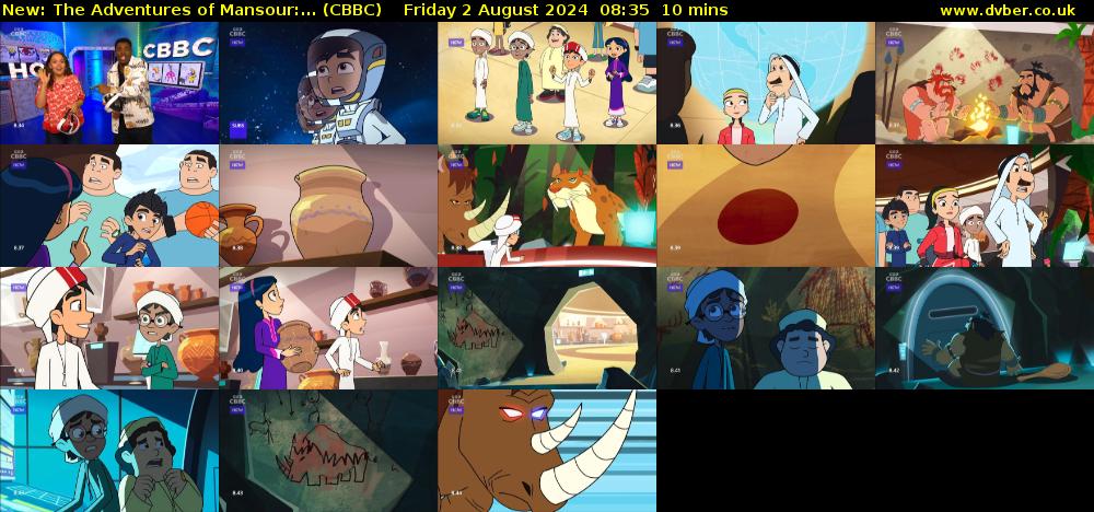 The Adventures of Mansour:... (CBBC) Friday 2 August 2024 08:35 - 08:45