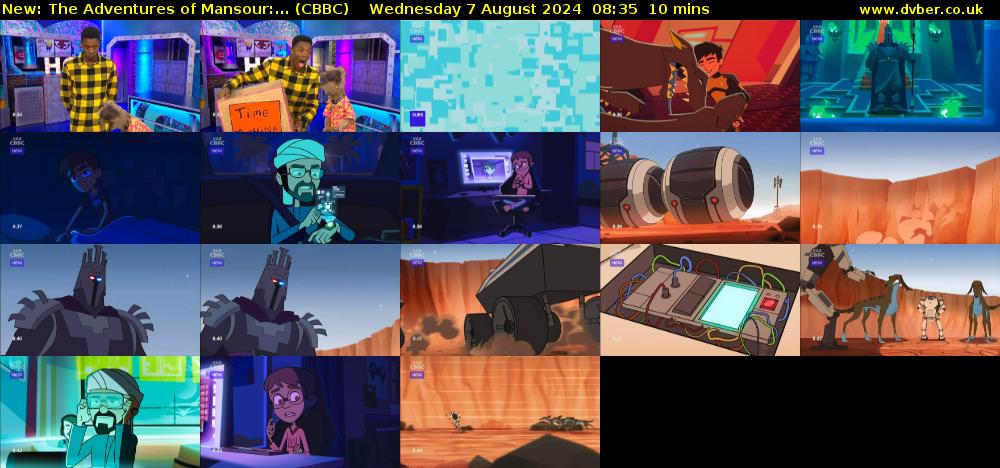 The Adventures of Mansour:... (CBBC) Wednesday 7 August 2024 08:35 - 08:45