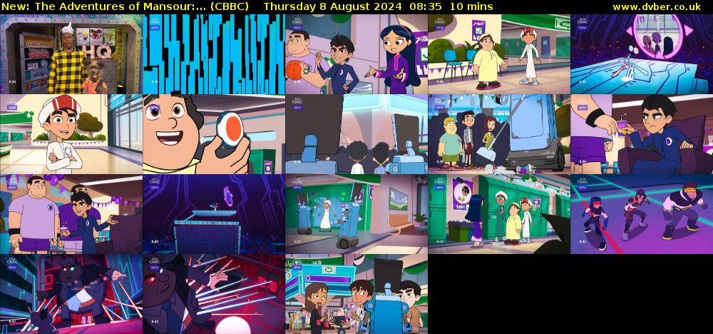 The Adventures of Mansour:... (CBBC) Thursday 8 August 2024 08:35 - 08:45