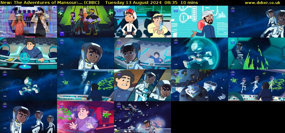 The Adventures of Mansour:... (CBBC) Tuesday 13 August 2024 08:35 - 08:45