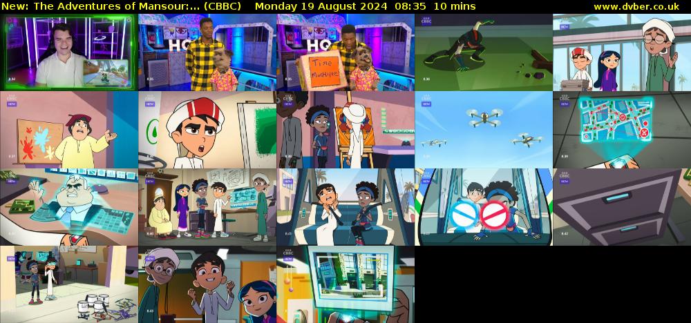 The Adventures of Mansour:... (CBBC) Monday 19 August 2024 08:35 - 08:45