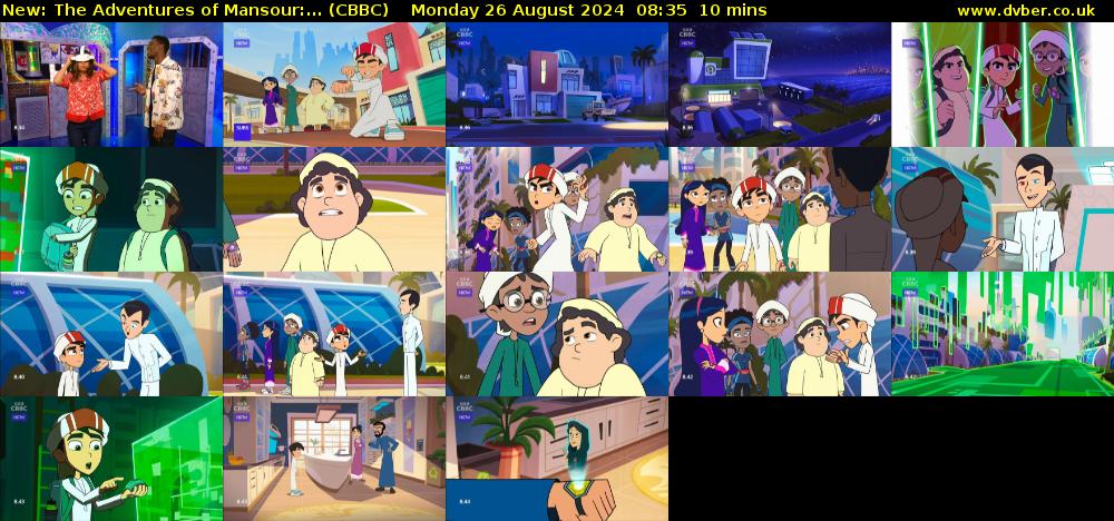 The Adventures of Mansour:... (CBBC) Monday 26 August 2024 08:35 - 08:45