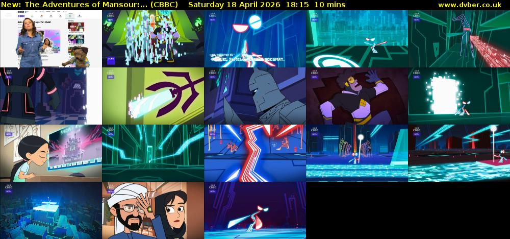 The Adventures of Mansour:... (CBBC) Saturday 18 April 2026 18:15 - 18:25