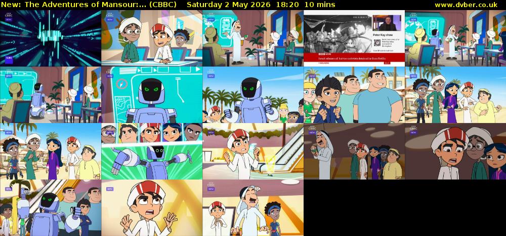 The Adventures of Mansour:... (CBBC) Saturday 2 May 2026 18:20 - 18:30