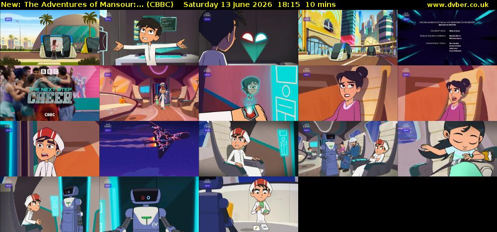 The Adventures of Mansour:... (CBBC) Saturday 13 June 2026 18:15 - 18:25