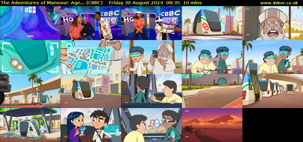 The Adventures of Mansour: Age... (CBBC) Friday 30 August 2024 08:35 - 08:45