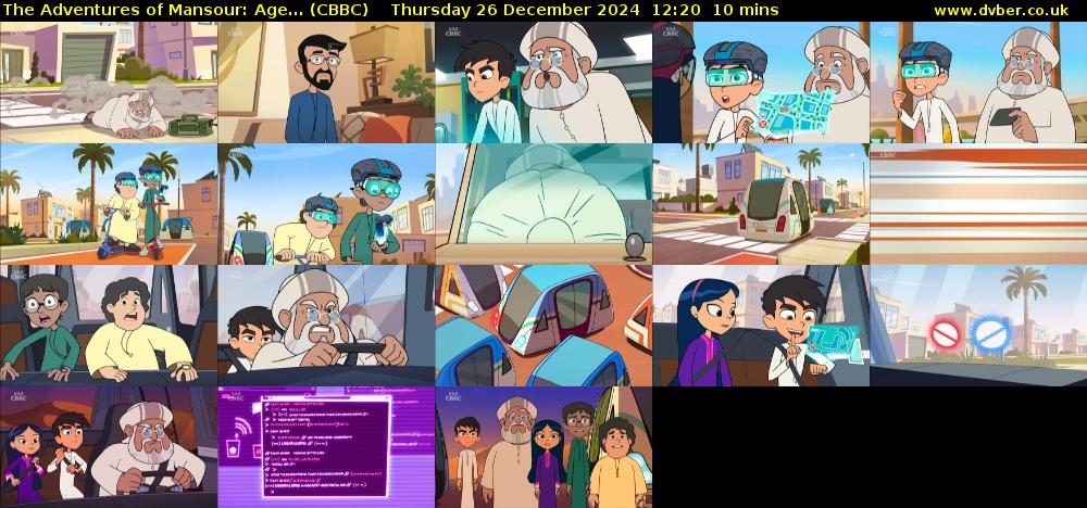 The Adventures of Mansour: Age... (CBBC) Thursday 26 December 2024 12:20 - 12:30