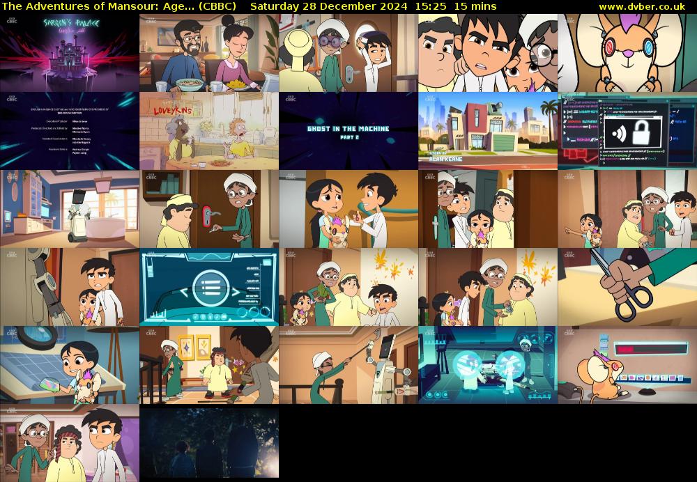 The Adventures of Mansour: Age... (CBBC) Saturday 28 December 2024 15:25 - 15:40