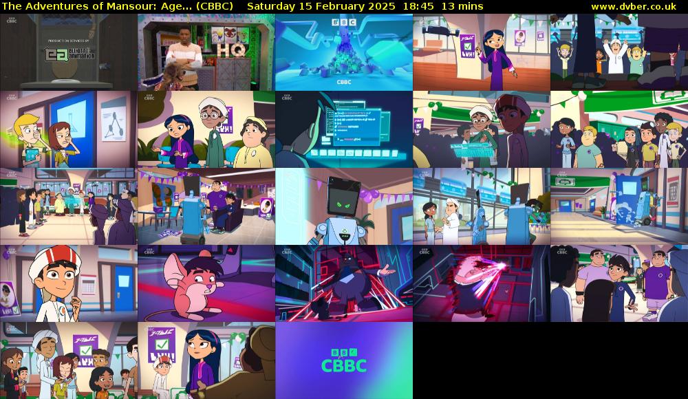 The Adventures of Mansour: Age... (CBBC) Saturday 15 February 2025 18:45 - 18:58