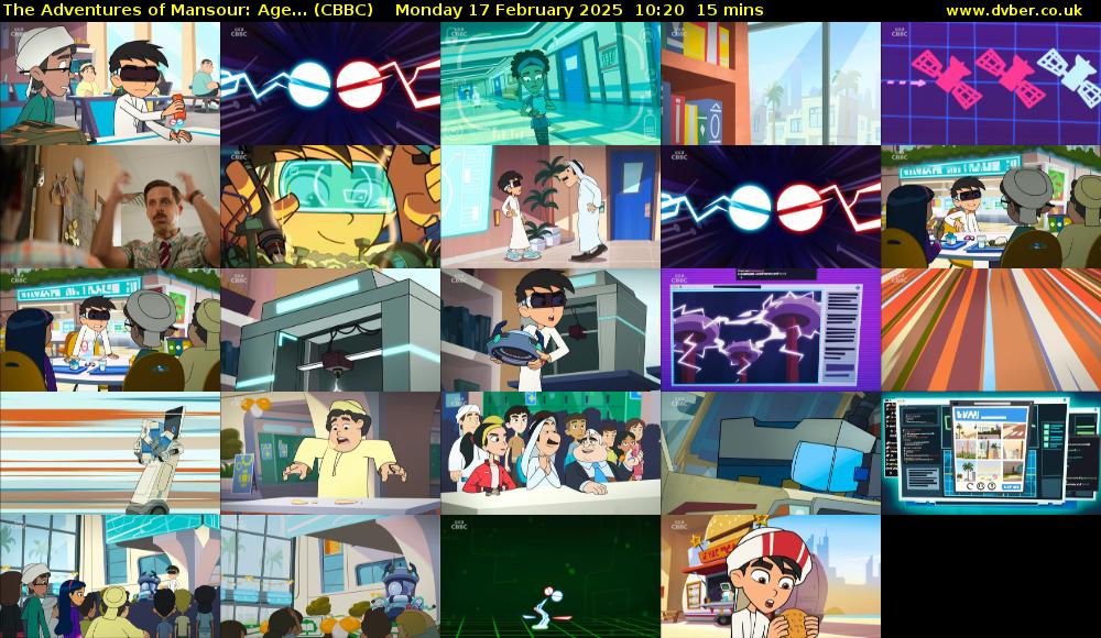 The Adventures of Mansour: Age... (CBBC) Monday 17 February 2025 10:20 - 10:35