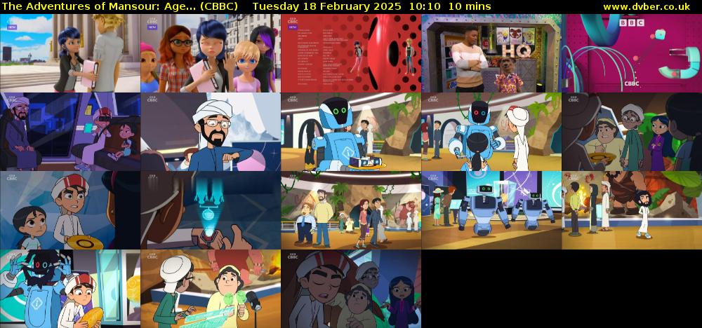 The Adventures of Mansour: Age... (CBBC) Tuesday 18 February 2025 10:10 - 10:20