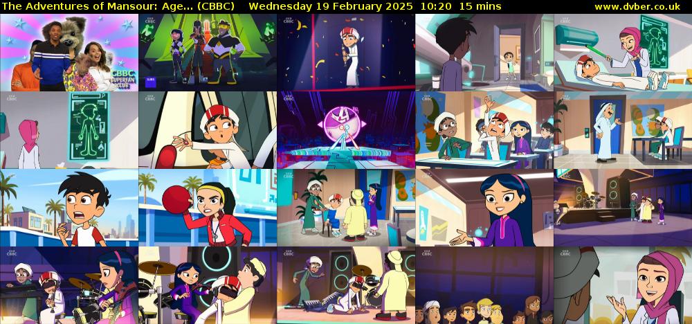 The Adventures of Mansour: Age... (CBBC) Wednesday 19 February 2025 10:20 - 10:35