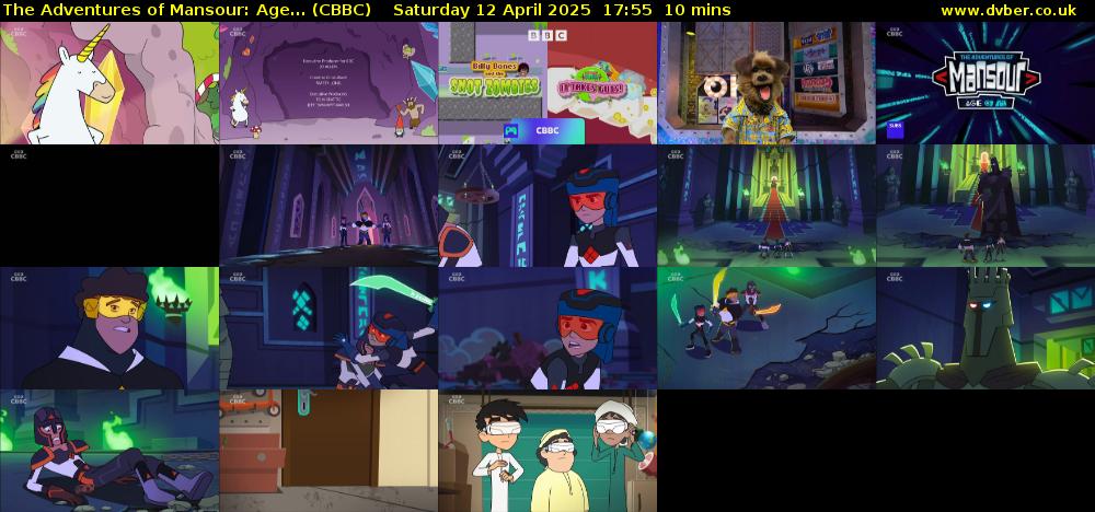 The Adventures of Mansour: Age... (CBBC) Saturday 12 April 2025 17:55 - 18:05