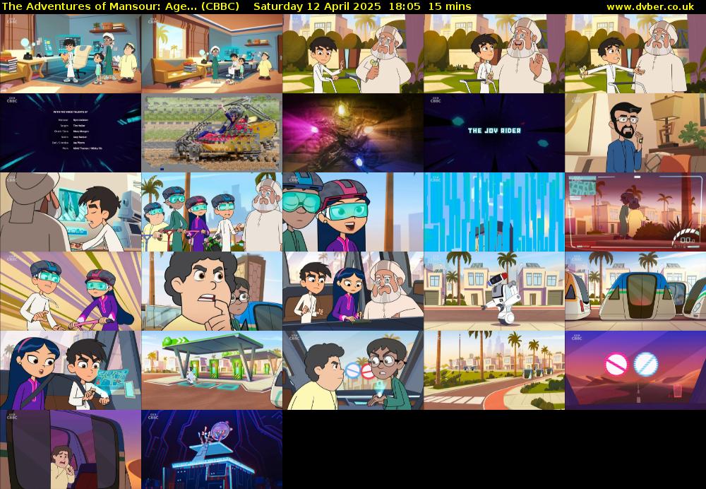 The Adventures of Mansour: Age... (CBBC) Saturday 12 April 2025 18:05 - 18:20