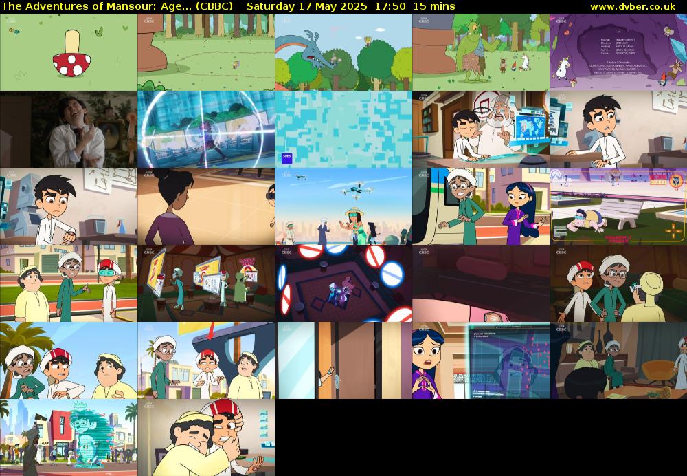 The Adventures of Mansour: Age... (CBBC) Saturday 17 May 2025 17:50 - 18:05