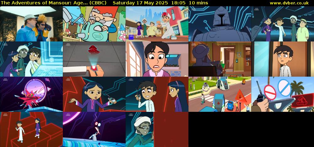 The Adventures of Mansour: Age... (CBBC) Saturday 17 May 2025 18:05 - 18:15