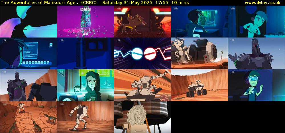 The Adventures of Mansour: Age... (CBBC) Saturday 31 May 2025 17:55 - 18:05