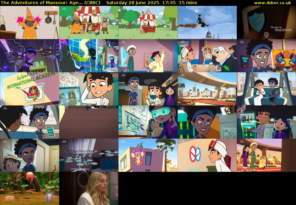 The Adventures of Mansour: Age... (CBBC) Saturday 28 June 2025 17:45 - 18:00