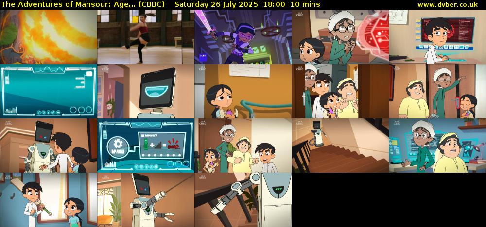 The Adventures of Mansour: Age... (CBBC) Saturday 26 July 2025 18:00 - 18:10