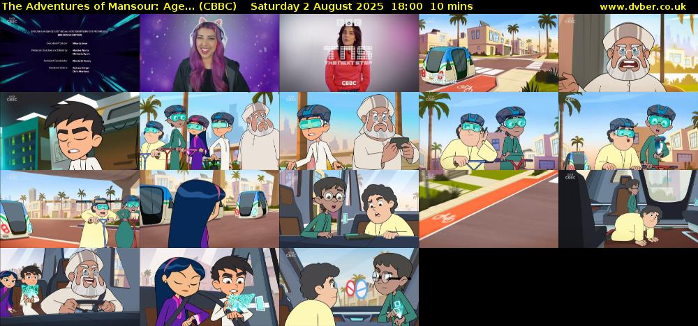 The Adventures of Mansour: Age... (CBBC) Saturday 2 August 2025 18:00 - 18:10