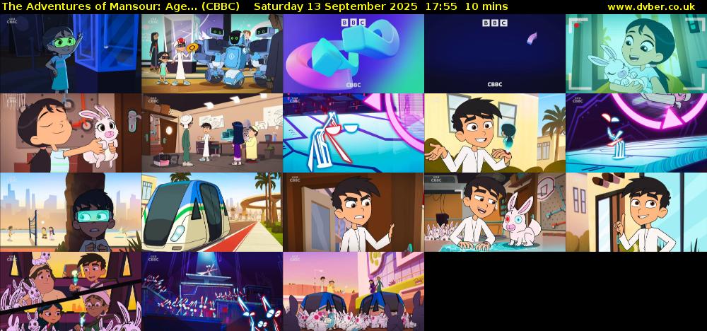 The Adventures of Mansour: Age... (CBBC) Saturday 13 September 2025 17:55 - 18:05