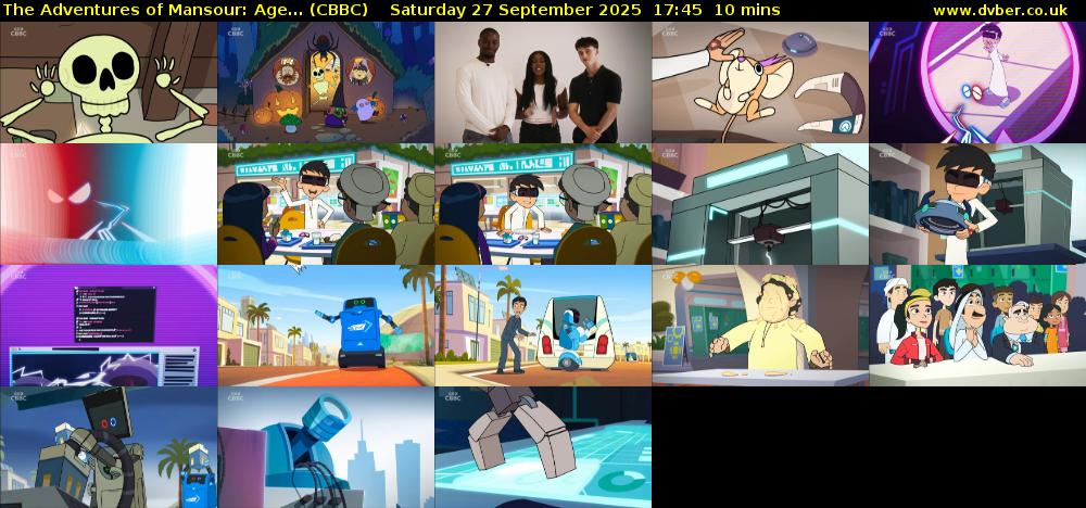 The Adventures of Mansour: Age... (CBBC) Saturday 27 September 2025 17:45 - 17:55