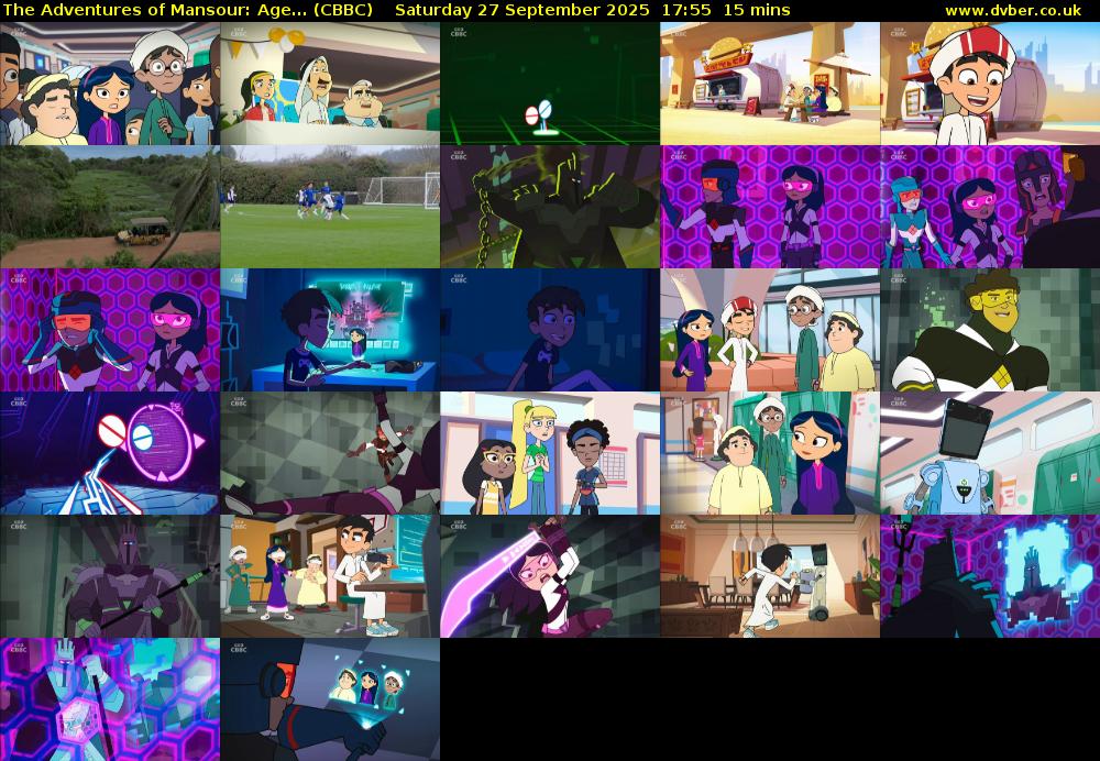 The Adventures of Mansour: Age... (CBBC) Saturday 27 September 2025 17:55 - 18:10
