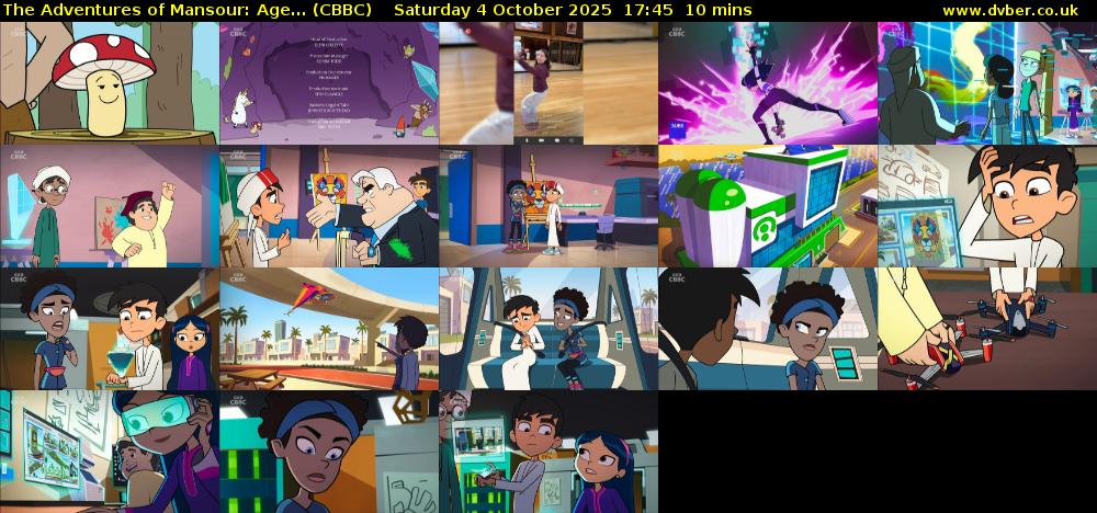 The Adventures of Mansour: Age... (CBBC) Saturday 4 October 2025 17:45 - 17:55