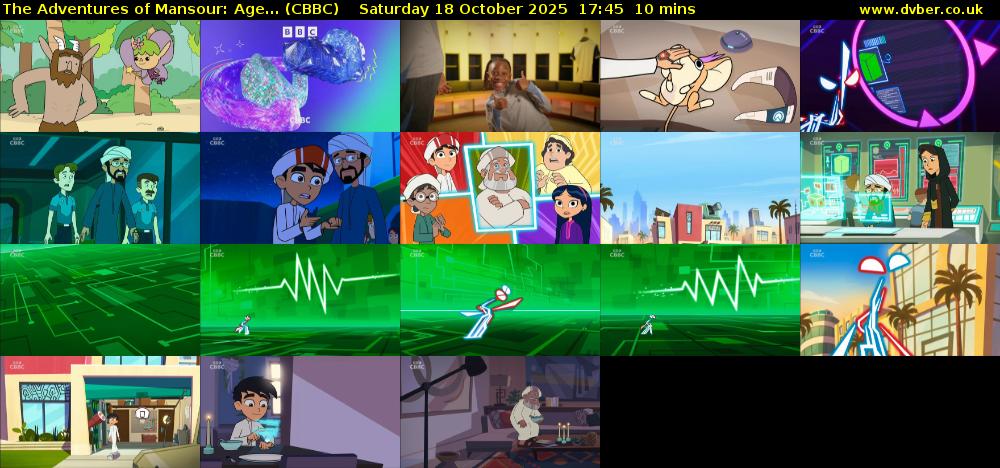 The Adventures of Mansour: Age... (CBBC) Saturday 18 October 2025 17:45 - 17:55