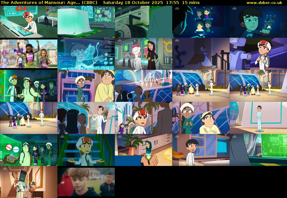 The Adventures of Mansour: Age... (CBBC) Saturday 18 October 2025 17:55 - 18:10