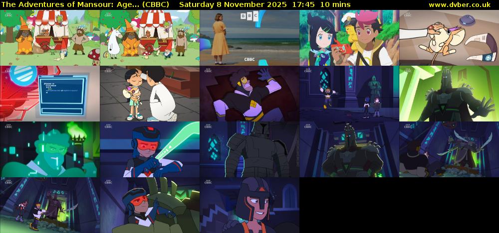 The Adventures of Mansour: Age... (CBBC) Saturday 8 November 2025 17:45 - 17:55