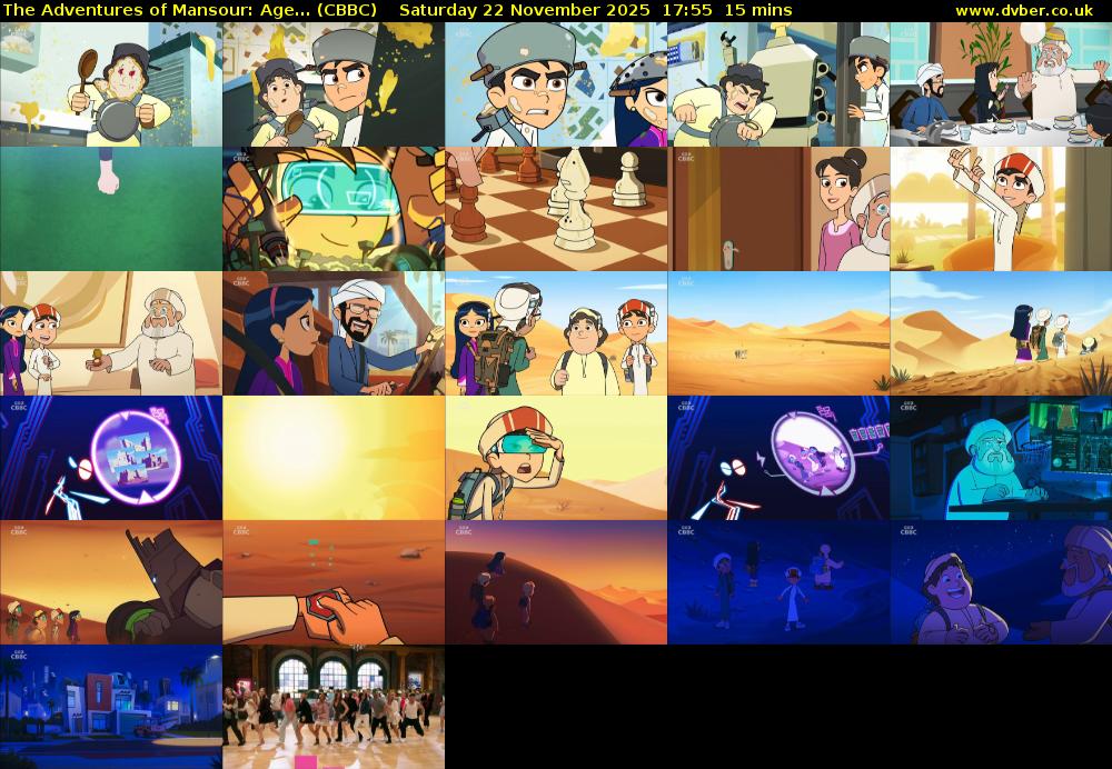The Adventures of Mansour: Age... (CBBC) Saturday 22 November 2025 17:55 - 18:10