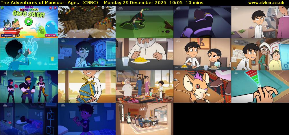 The Adventures of Mansour: Age... (CBBC) Monday 29 December 2025 10:05 - 10:15