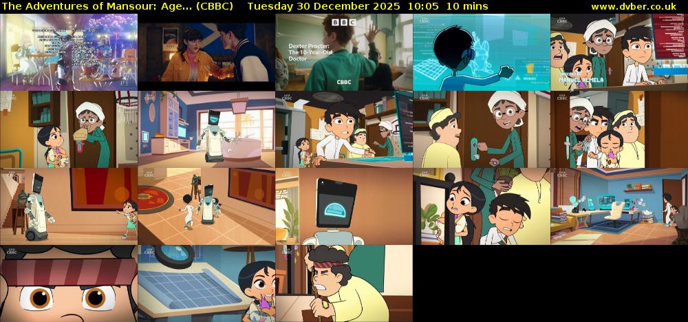 The Adventures of Mansour: Age... (CBBC) Tuesday 30 December 2025 10:05 - 10:15