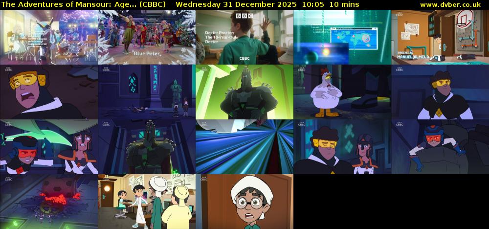 The Adventures of Mansour: Age... (CBBC) Wednesday 31 December 2025 10:05 - 10:15