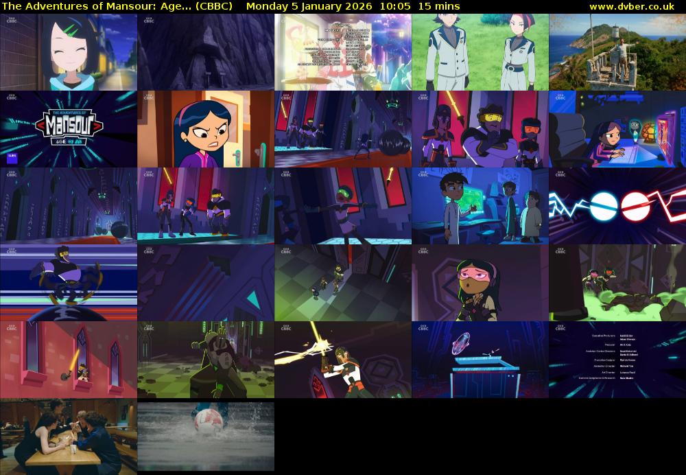 The Adventures of Mansour: Age... (CBBC) Monday 5 January 2026 10:05 - 10:20
