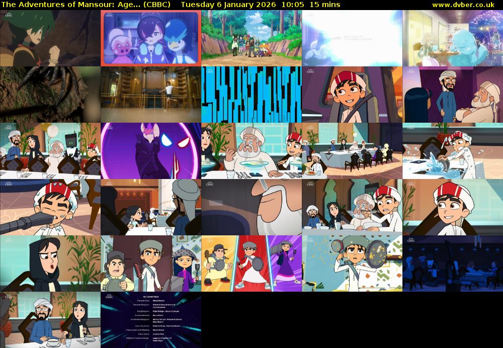 The Adventures of Mansour: Age... (CBBC) Tuesday 6 January 2026 10:05 - 10:20