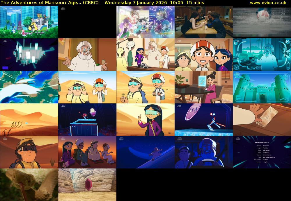 The Adventures of Mansour: Age... (CBBC) Wednesday 7 January 2026 10:05 - 10:20
