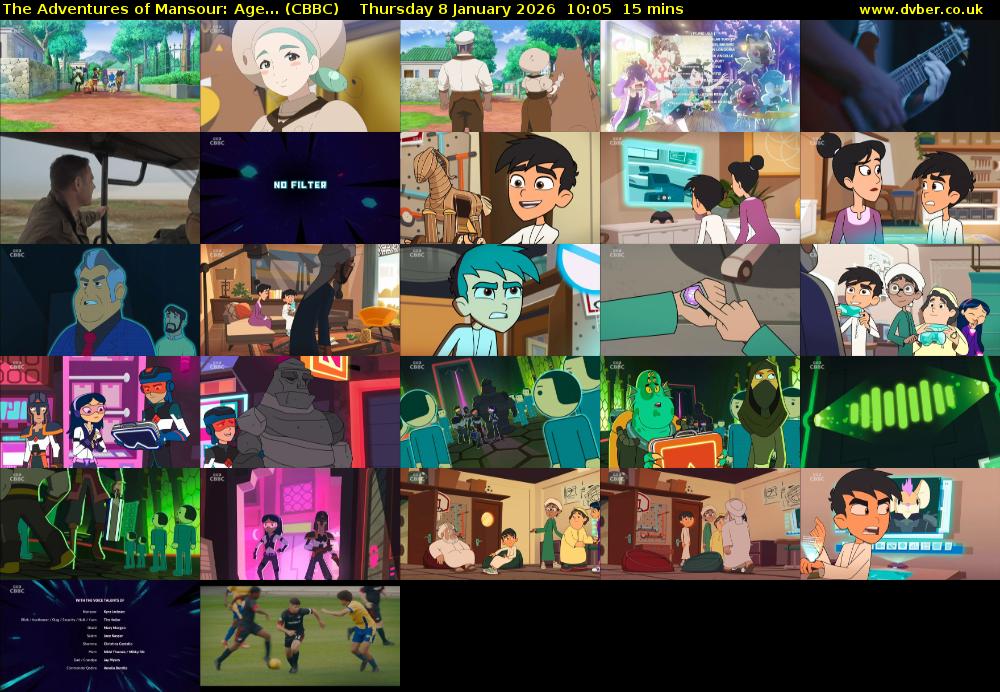The Adventures of Mansour: Age... (CBBC) Thursday 8 January 2026 10:05 - 10:20