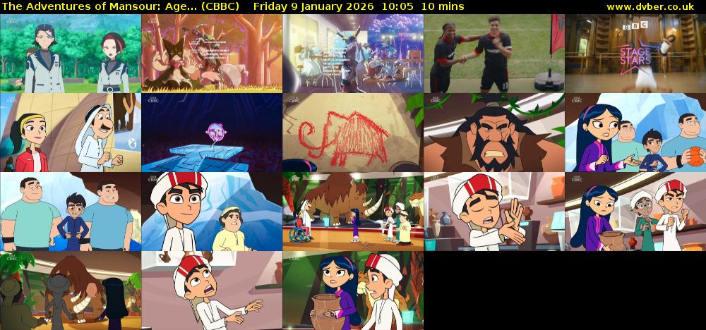 The Adventures of Mansour: Age... (CBBC) Friday 9 January 2026 10:05 - 10:15