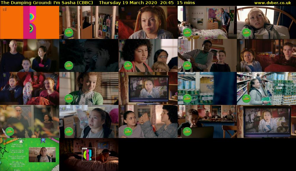The Dumping Ground: I'm Sasha (CBBC) Thursday 19 March 2020 20:45 - 21:00