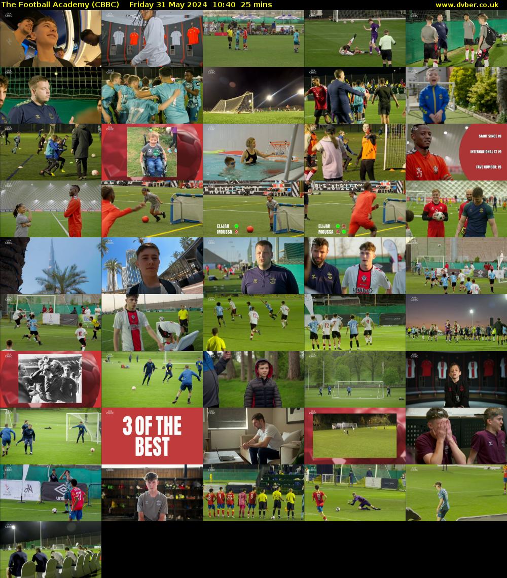 The Football Academy (CBBC) Friday 31 May 2024 10:40 - 11:05