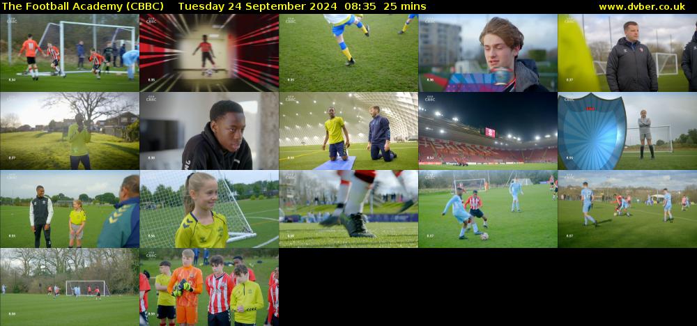 The Football Academy (CBBC) Tuesday 24 September 2024 08:35 - 09:00